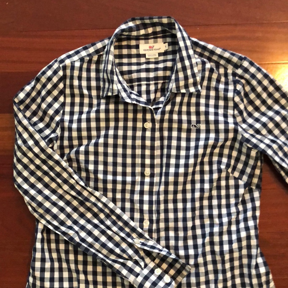 Vineyard Vines Navy Gingham Button Up
